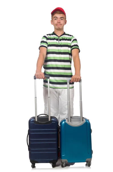 スーツケースと変な男 — ストック写真