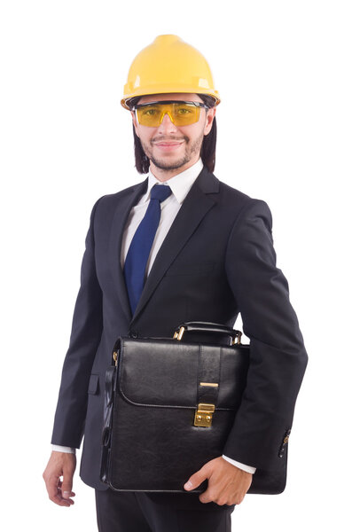 Молодой архитектор изолирован на белом