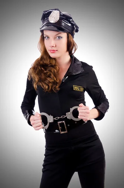 Woman police with handcuffs — Stock Photo, Image