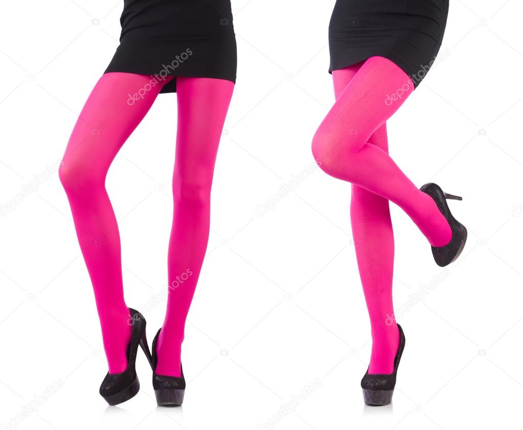 Women's legs in pink tights