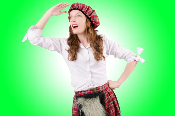 Mujer joven con ropa tradicional escocesa —  Fotos de Stock