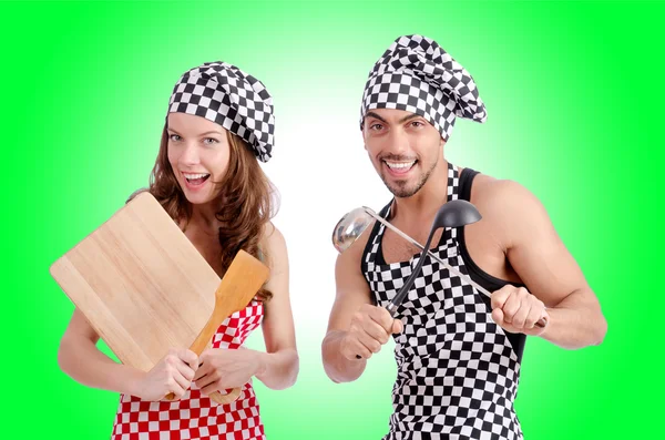 Pair of funny cooks — Stock Photo, Image