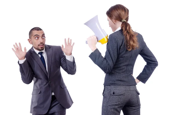 Konflikt biurowy między mężczyzną a kobietą — Zdjęcie stockowe