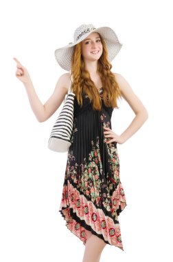Moda konseptinde çantası olan kadın.