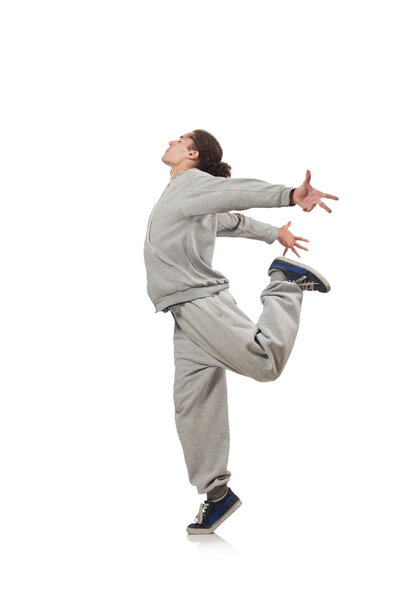 Man dancing isolated on the white