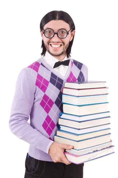 Смішний студент з книгами — стокове фото