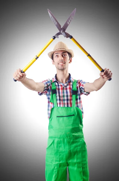 Hombre jardinero con tijeras — Foto de Stock