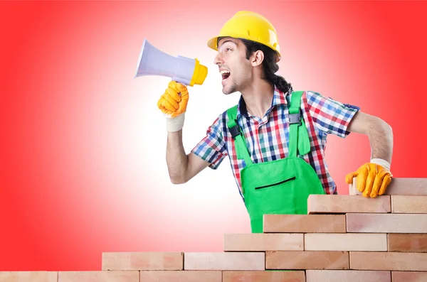 Builder with hard hat — Stock Photo, Image