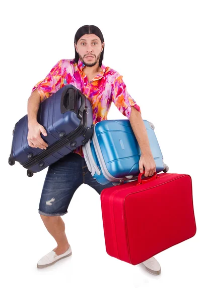 男人带手提箱旅行 — 图库照片
