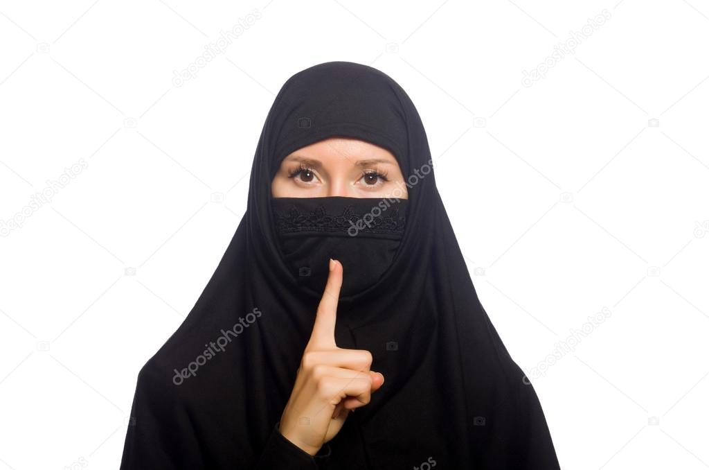 Muslim woman isolated on  white