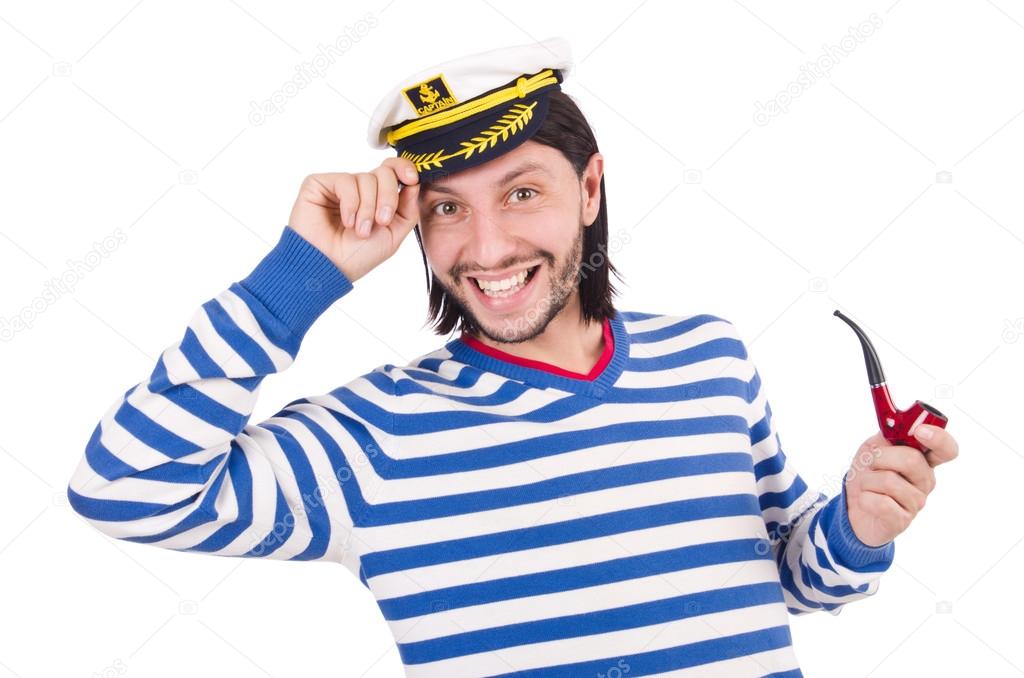 Funny sailor isolated on white
