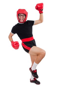Beyaz tenli komik boksör.