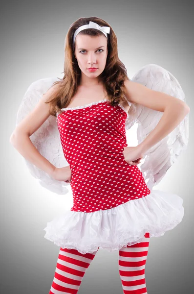 Donna con fiocco in concetto valentino — Foto Stock
