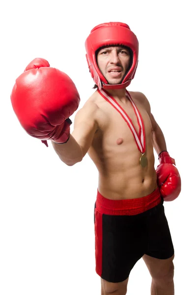 Boxeador divertido aislado en el blanco —  Fotos de Stock