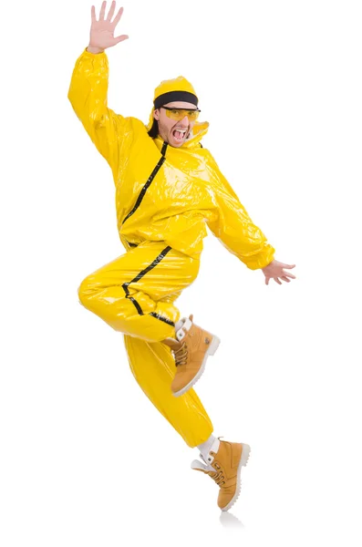 Moderne Tänzerin im gelben Anzug — Stockfoto