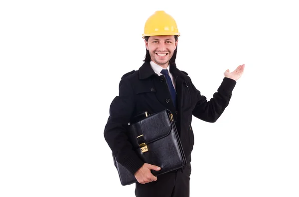 Young construction architect isolated on the white — Stock Photo, Image
