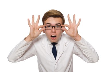 Beyaz tenli komik doktor.