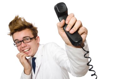 Beyaz tenli komik doktor.