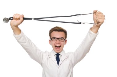 Beyaz tenli komik doktor.