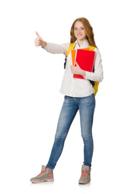 Beyaz tenli genç öğrenci.