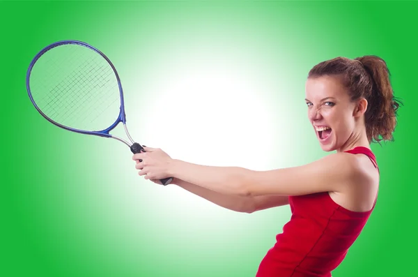 Femme jouant au tennis — Photo