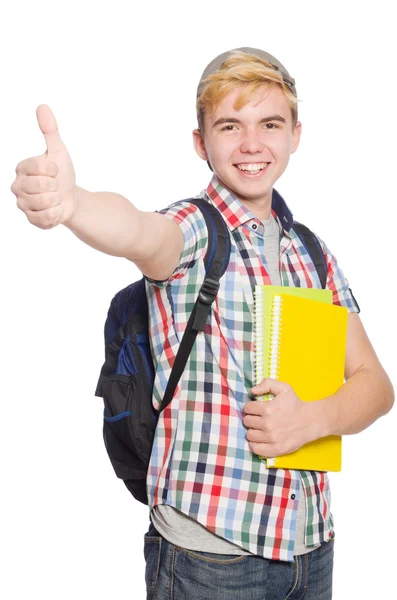 Junge Studentin isoliert auf der weißen Seite — Stockfoto