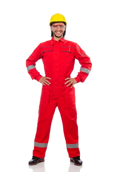 Trabajador industrial en traje rojo — Foto de Stock