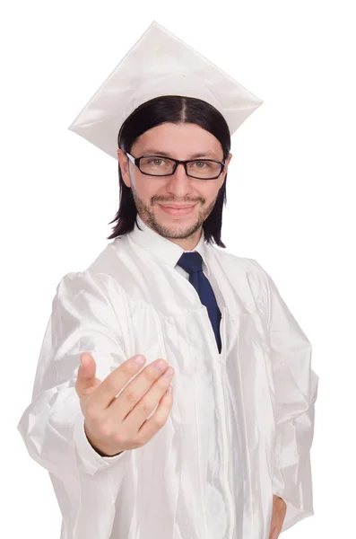 若い男子学生は高校を白人で卒業した。 — ストック写真