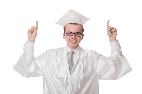 Giovane studente isolato sul bianco — Foto Stock