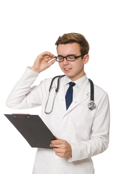 Grappige dokter geïsoleerd op wit — Stockfoto