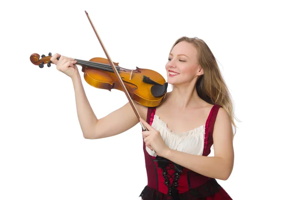 Jovem violinista isolado em branco — Fotografia de Stock