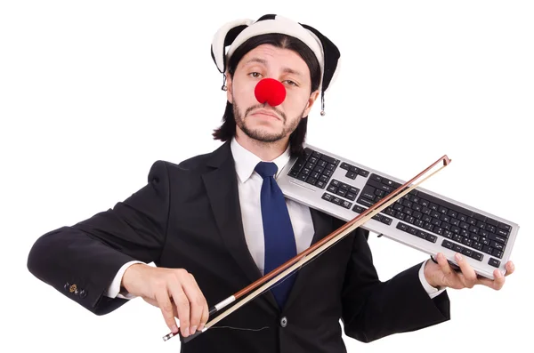 Funny clown businessman isolated on the white background — Stock Photo, Image