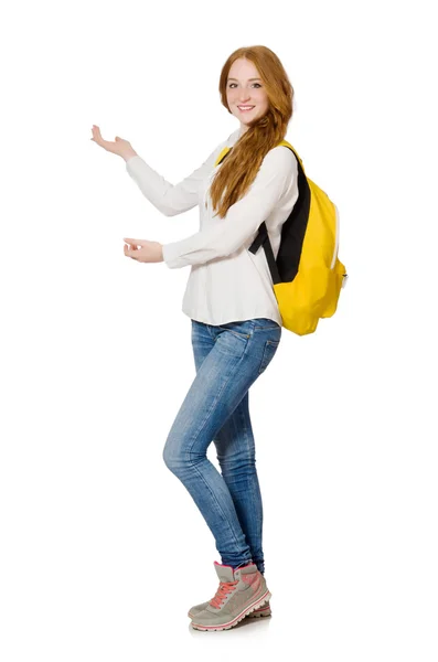 Junge Studentin isoliert auf weiß — Stockfoto