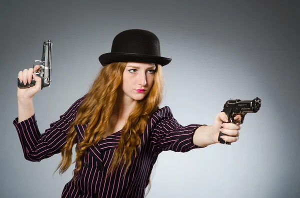 Woman gangster with gun — Stock Photo, Image