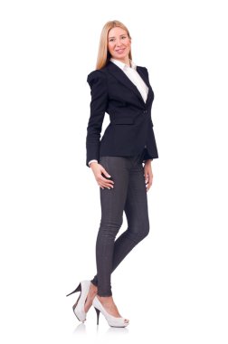 Beyaz arka planda izole edilmiş iş kadını