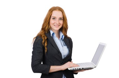 Dizüstü bilgisayarı olan iş kadını