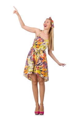 Sanal düğmeye basan kadın beyazda izole edildi