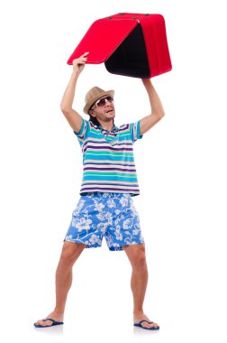 Seyahat konsepti beyaz bavullu