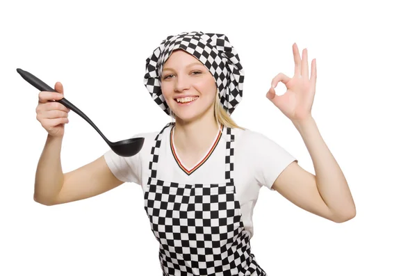 Woman cook isolated on the white background — Stock Photo, Image