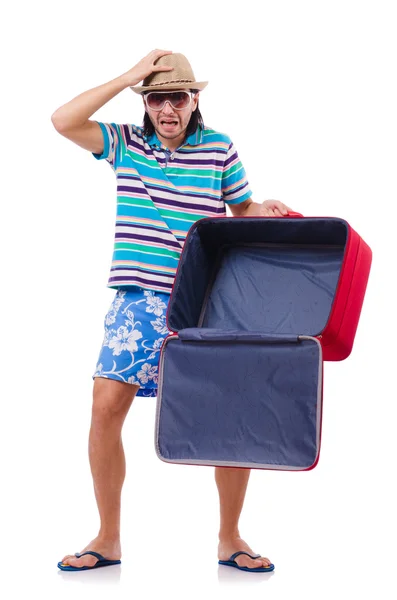 Concepto de vacaciones de viaje con equipaje en blanco —  Fotos de Stock