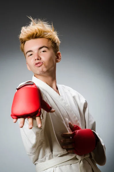 Boxer engraçado no conceito de esporte — Fotografia de Stock