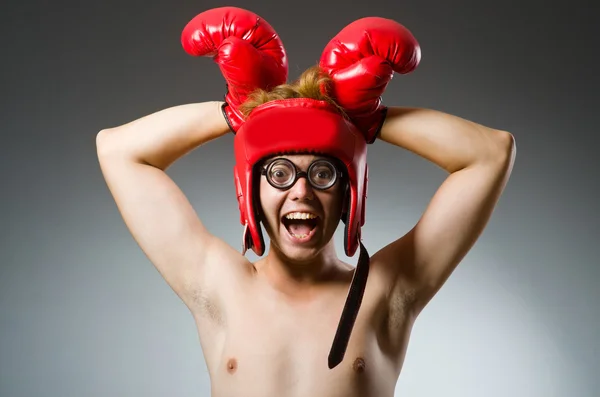 Grappige nerd bokser in sport concept — Stockfoto