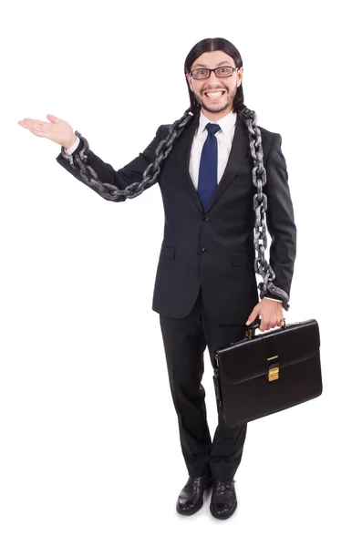 Hombre con cadena aislada en el blanco — Foto de Stock