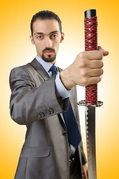 Podnikatel s mečem — Stock fotografie