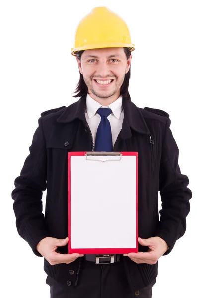 Young construction architect isolated on the white — Stock Photo, Image