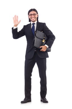 Genç işadamı beyaz arka planda izole edilmiş