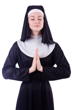 Beyaz arkaplanda Rahibe izole edildi