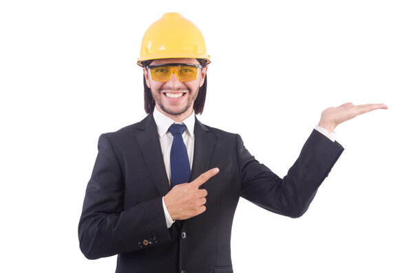 Молодой архитектор изолирован на белом