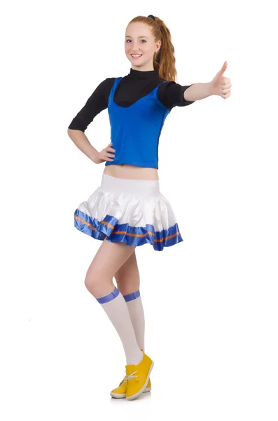 Cheerleaderka odizolowana na białym tle — Zdjęcie stockowe