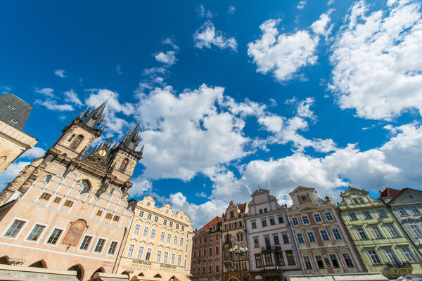 View of Prague on bright summer day